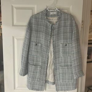 Mango Tweed Blazer-Size US Med-Pale blue